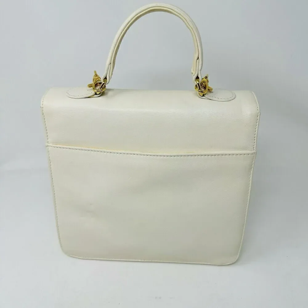 Vintage Giani Bernini Beige Leather‎ Shoulder Bag with Woven Chain Strap